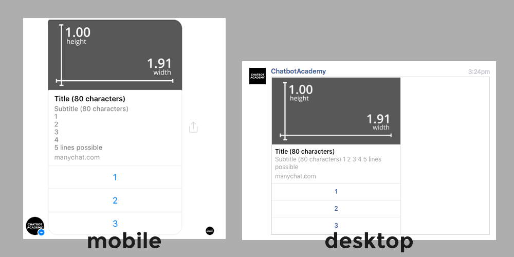 Facebook Messenger Dimensions Mobile and Desktop Facebook Messenger Gallery: Differences for mobile and desktop views